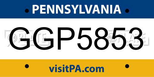 GGP5853 Pennsylvania License Plate
