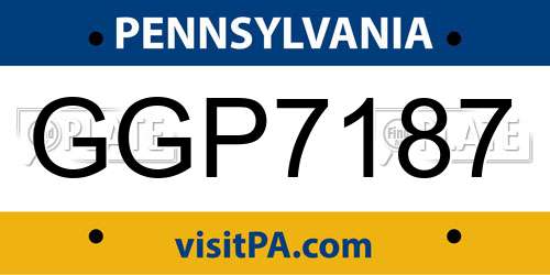 GGP7187 Pennsylvania License Plate