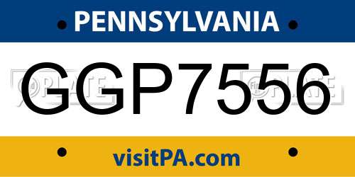 GGP7556 Pennsylvania License Plate