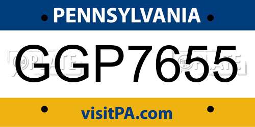 GGP7655 Pennsylvania License Plate