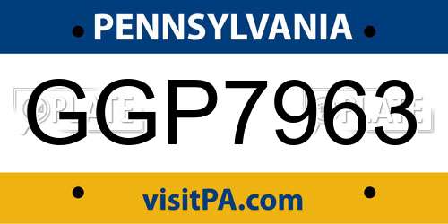 GGP7963 Pennsylvania License Plate