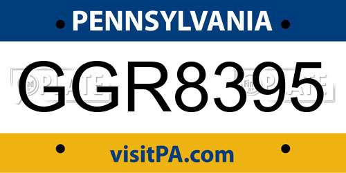 GGR8395 Pennsylvania License Plate
