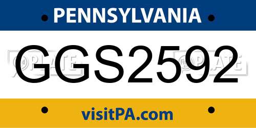 GGS2592 Pennsylvania License Plate