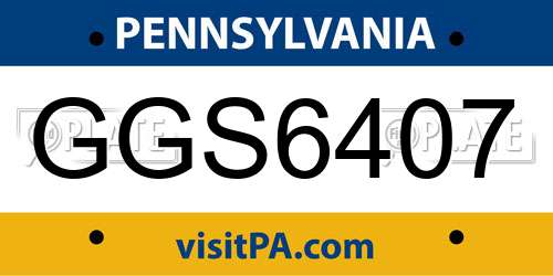 GGS6407 Pennsylvania License Plate