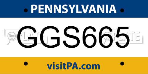GGS665 Pennsylvania License Plate