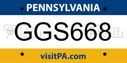 GGS668 Pennsylvania License Plate
