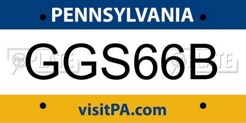 GGS66B Pennsylvania License Plate