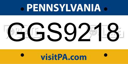 GGS9218 Pennsylvania License Plate