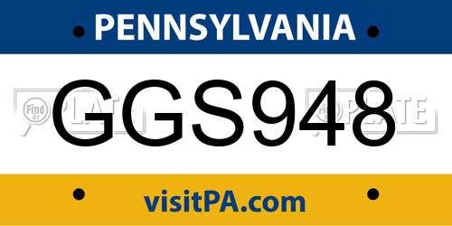 GGS948 Pennsylvania License Plate