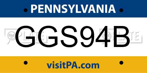 GGS94B Pennsylvania License Plate
