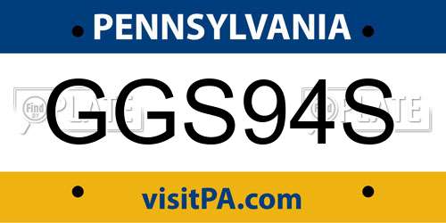 GGS94S Pennsylvania License Plate