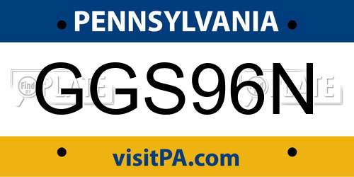 GGS96N Pennsylvania License Plate