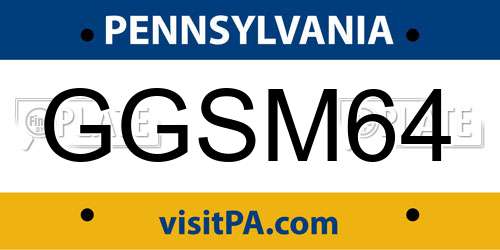 GGSM64 Pennsylvania License Plate