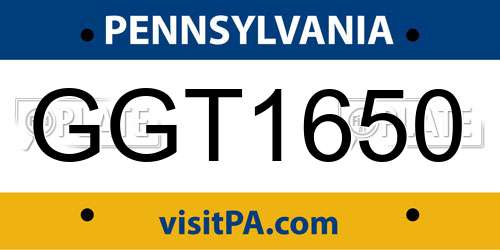 GGT1650 Pennsylvania License Plate