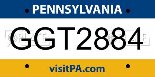 GGT2884 Pennsylvania License Plate