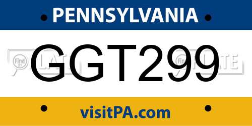 GGT299 Pennsylvania License Plate