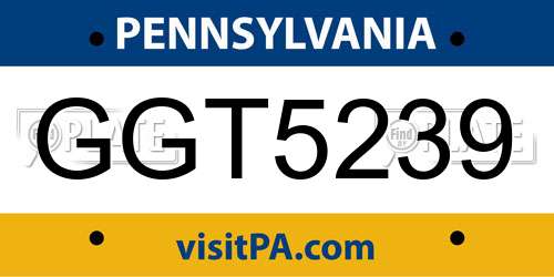 GGT5239 Pennsylvania License Plate