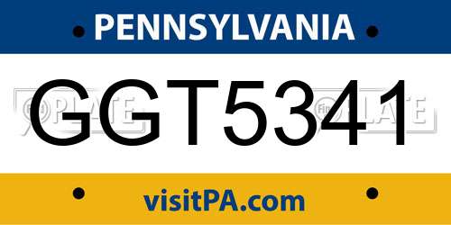 GGT5341 Pennsylvania License Plate