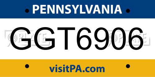 GGT6906 Pennsylvania License Plate