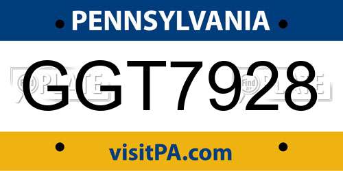 GGT7928 Pennsylvania License Plate