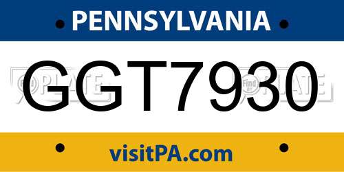 GGT7930 Pennsylvania License Plate