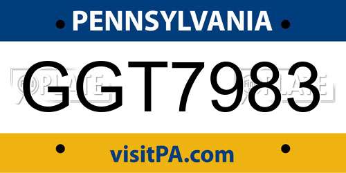GGT7983 Pennsylvania License Plate