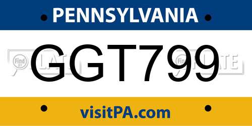 GGT799 Pennsylvania License Plate