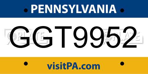 GGT9952 Pennsylvania License Plate