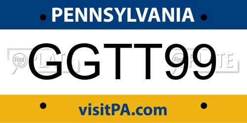 GGTT99 Pennsylvania License Plate