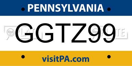 GGTZ99 Pennsylvania License Plate