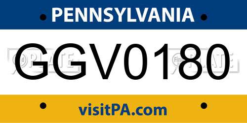 GGV0180 Pennsylvania License Plate
