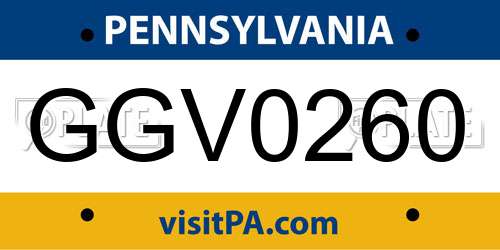 GGV0260 Pennsylvania License Plate