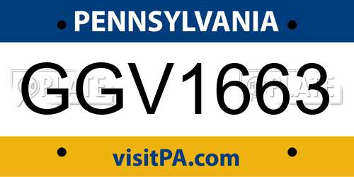 GGV1663 Pennsylvania License Plate