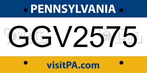 GGV2575 Pennsylvania License Plate