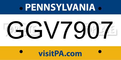 GGV7907 Pennsylvania License Plate