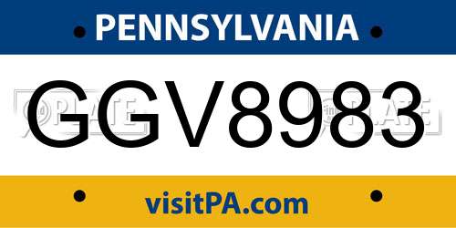 GGV8983 Pennsylvania License Plate