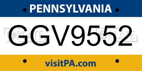 GGV9552 Pennsylvania License Plate