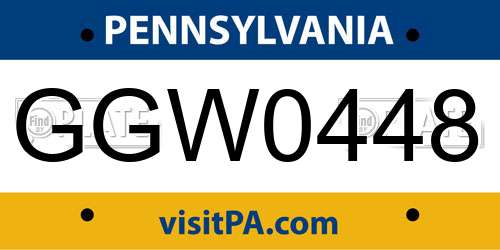 GGW0448 Pennsylvania License Plate