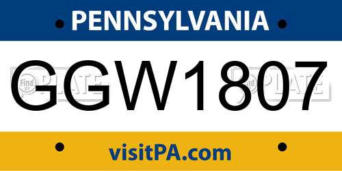 GGW1807 Pennsylvania License Plate