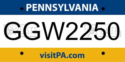 GGW2250 Pennsylvania License Plate