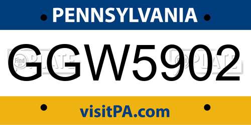 GGW5902 Pennsylvania License Plate