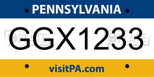 GGX1233 Pennsylvania License Plate