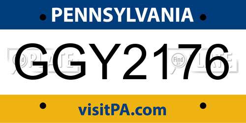 GGY2176 Pennsylvania License Plate