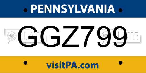GGZ799 Pennsylvania License Plate