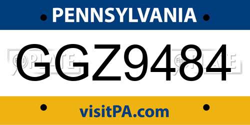 GGZ9484 Pennsylvania License Plate