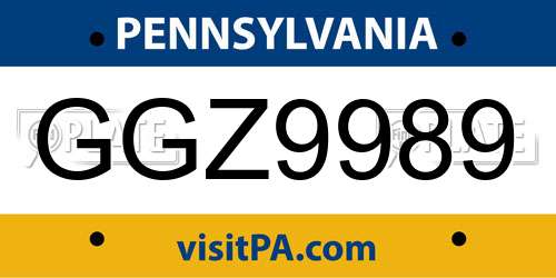 GGZ9989 Pennsylvania License Plate