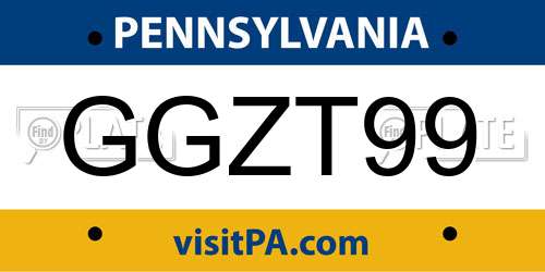 GGZT99 Pennsylvania License Plate