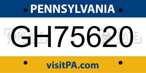 GH75620 Pennsylvania License Plate