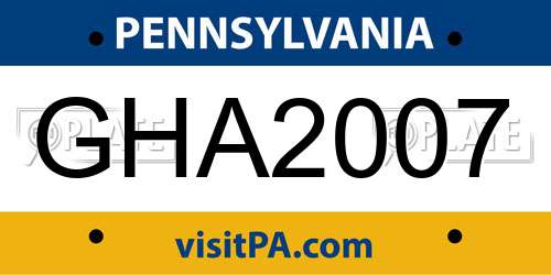 GHA2007 Pennsylvania License Plate
