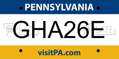 GHA26E Pennsylvania License Plate